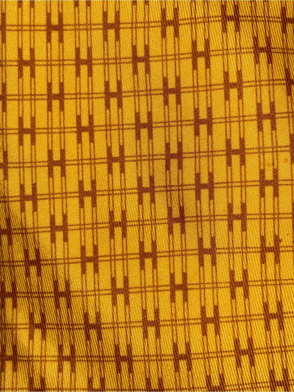 Hermes Yellow and Gold Patterned 100% Silk Tie